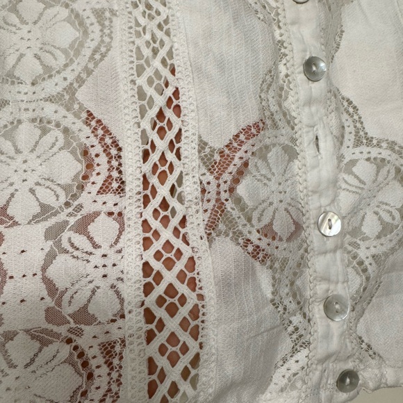 Free People Jae White Lace button up Blouse - Picture 7 of 7